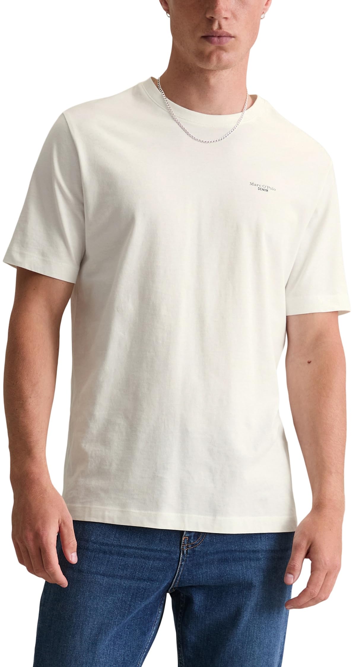 Marc O'Polo Denim Herren T-Shirt aus Bio-Baumwolle Regular Fit, Weiß (Egg White), M