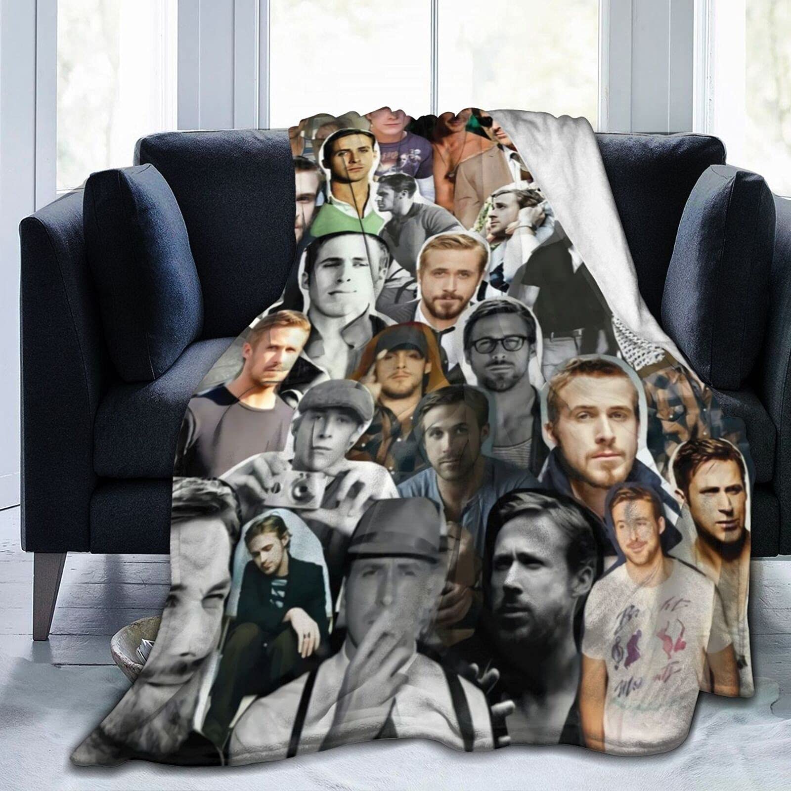 Suehome Black Blanket Ryan Gosling Soft And Comfortable Wool Fleece Throw Blankets For Sofa Office Car Camping Yoga Travel Home Decoration Cozy Plush Beach Blanket Gift