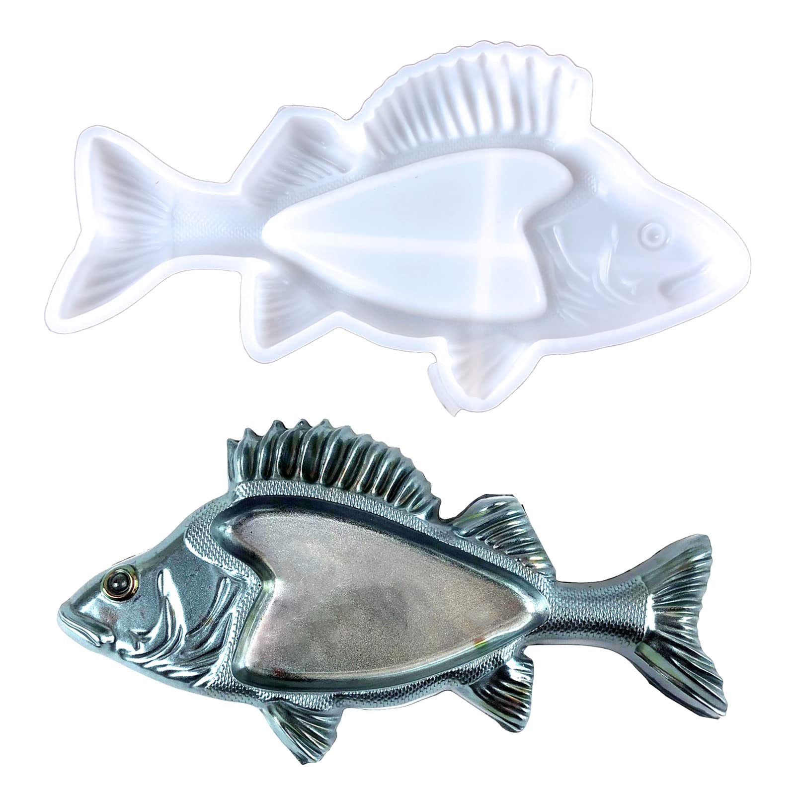 NEWFT Jewelry Storage Box Silicone Mold Fish/Violin Shaped Organizers Box Concrete Plaster Mold Storage Decorative Resin Mould