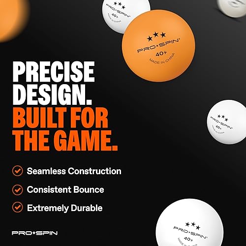 Miniatura 8 de PRO-SPIN Paletas de ping pong Juego de alto rendimiento con raquetas de tenis de mesa premium, pelotas de ping pong de 3 estrellas, estuche de