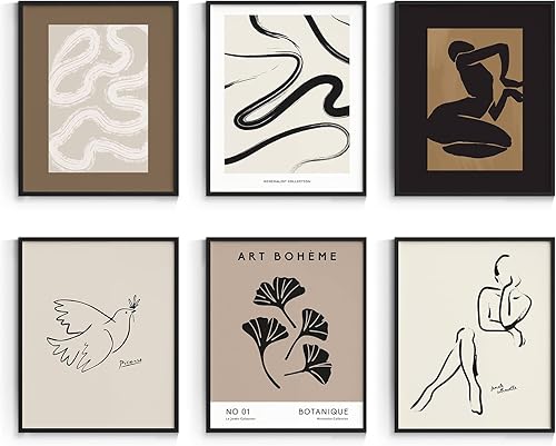 Habseligkeit Pósteres maestros marrones para estética de habitación, póster abstracto minimalista de pared, decoración retro de habitación,