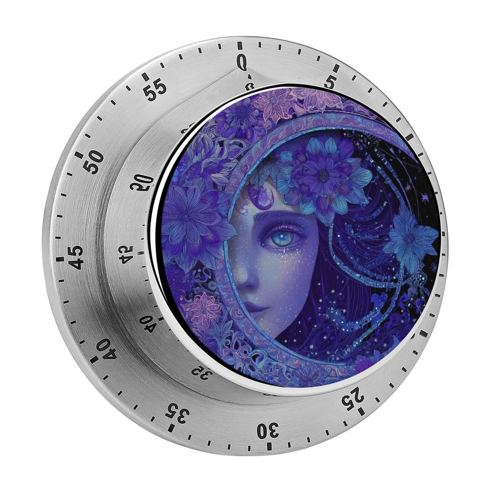 Mystical Goddess Moon Celestial Mechanical Timer with Alarm for Kitchen Cooking Productivity Stainless Steel Timers