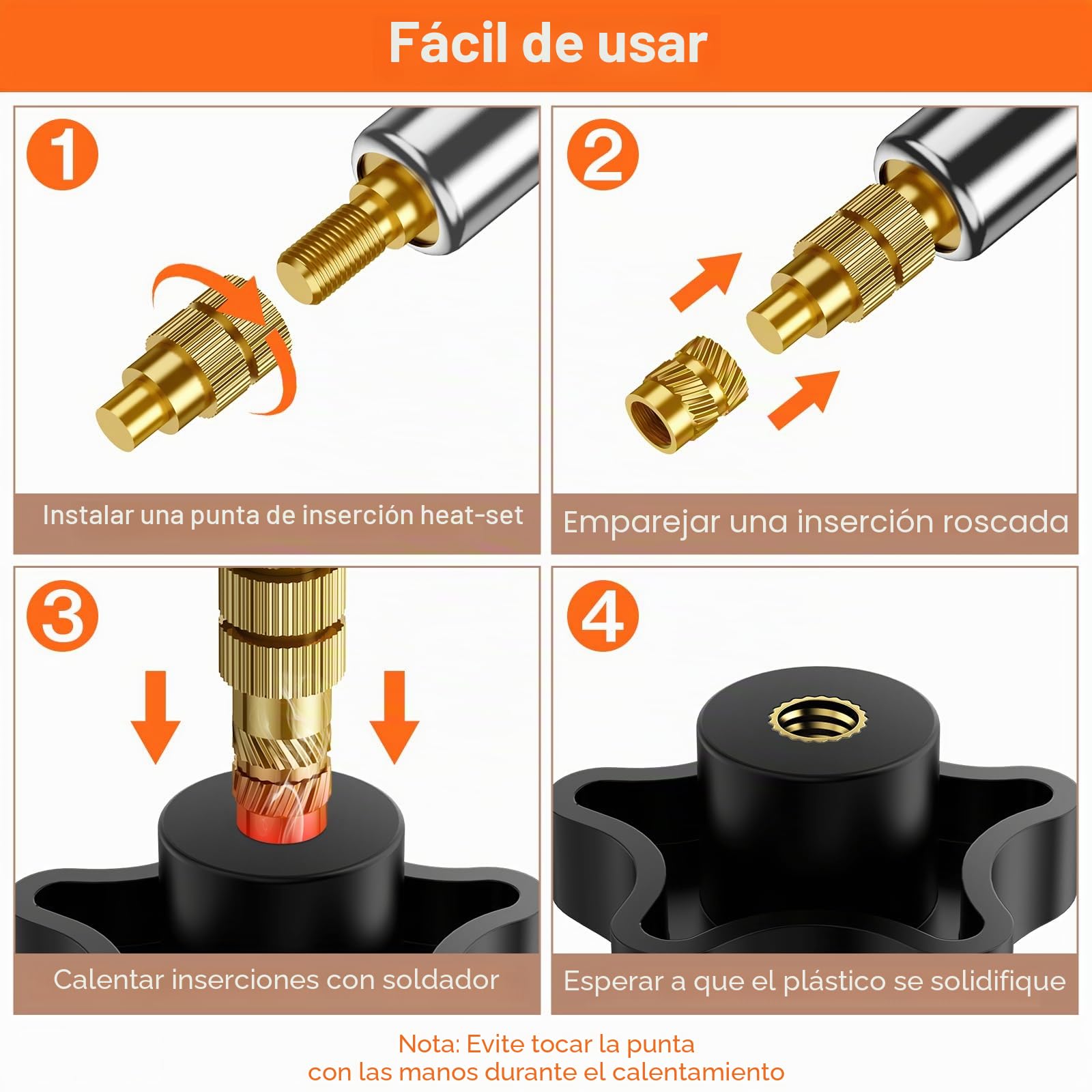 Inserto Roscado M3, Juego de Tornillos Roscados Preciva, Kit de Soldadura (200~500℃), 360 Piezas de Inserto Roscado Metálico M3 con Tornillos y Pernos Surtidos, Accesorios Compatibles con Impresoras