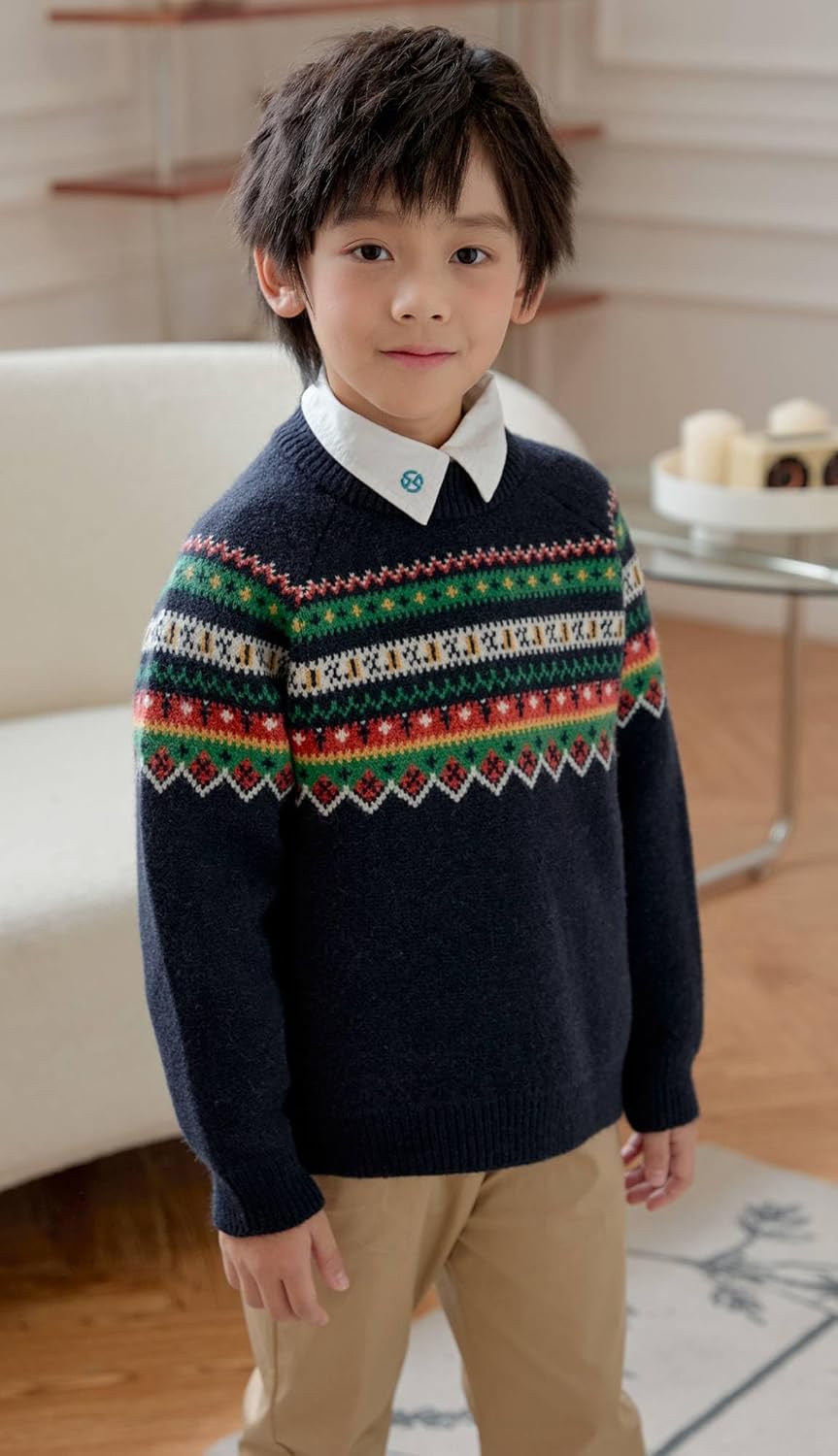 SMILING PINKER Toddler Boys Christmas Sweater Crewneck Long Sleeve Reindeer Santa Snowman Knit Pullover Chunky Top - Image 8