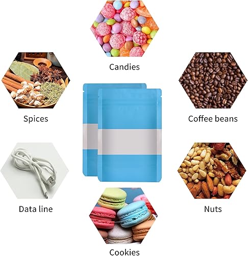 Miniatura 6 de 100 bolsas de Mylar a prueba de olores, bolsas resellables de almacenamiento de alimentos con ventana transparente, bolsa de aluminio de pie para