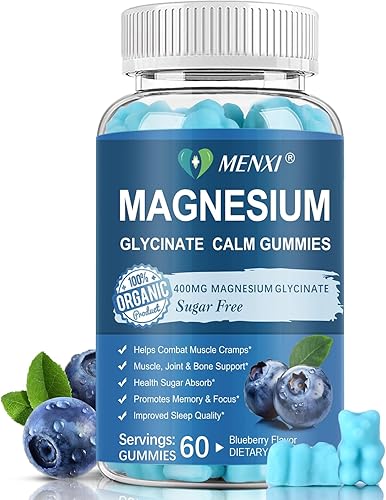 Miniatura 10 de Gomitas de glicinato de magnesio 400 mg, taurato de magnesio sin azúcar, suplemento de malato de magnesio con vitamina D, B6, CoQ10 para relajación,