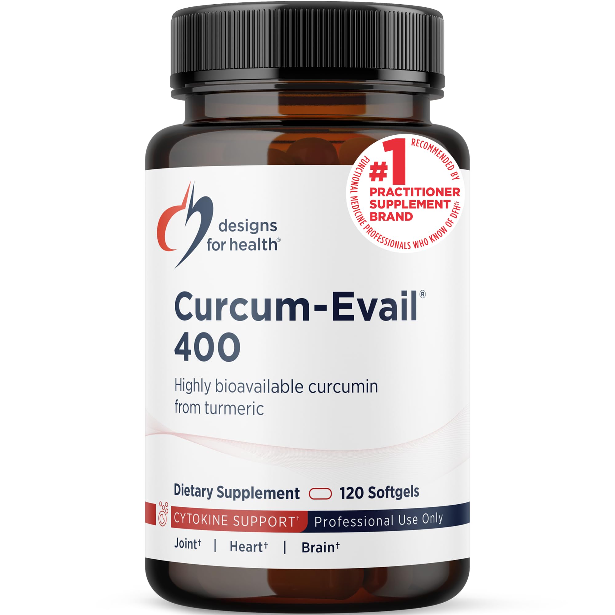 Designs for Health Curcum-Evail 400 - Bioavailable Turmeric Curcumin Supplements - Evail Emulsification Technology - Curcumin C3 Complex with Turmeric Oil + Vitamin E, Non-GMO (120 Softgels)