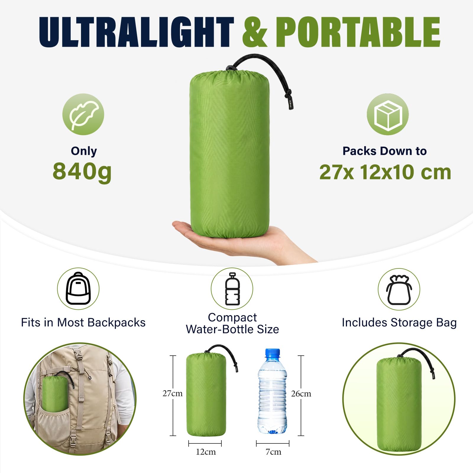 Isomatte Camping, 10CM Aufblasbare Matratze Kompakte, Ultraleicht Camping Luftmatratze mit Kissen & Fußpumpe, Outdoor Campingmatte, Anti-Ripstop Schlafmatte für Wandern, Strand, Reise, Zelt