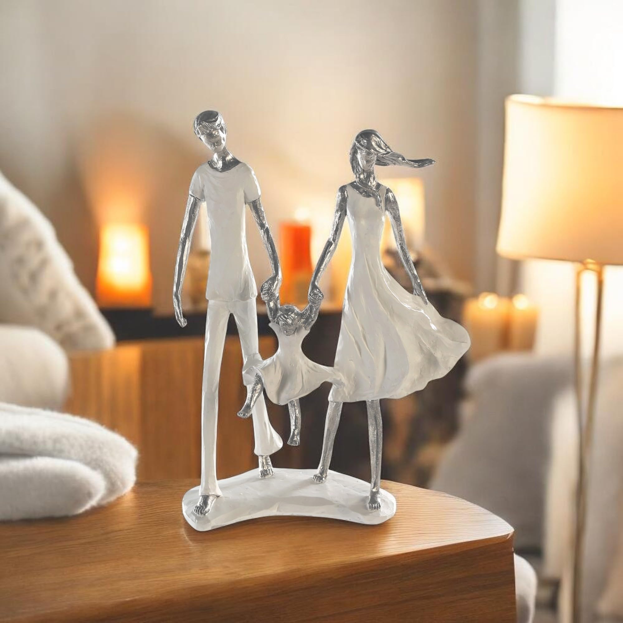 Casablanca Skulptur Family, Deko Figur Weiß, Kunstharz Statue Wohnzimmer, Büro Dekoration H. 12 cm x B. 31 cm - Moderne Familien Skulpturen, Zusammenhalt Familie