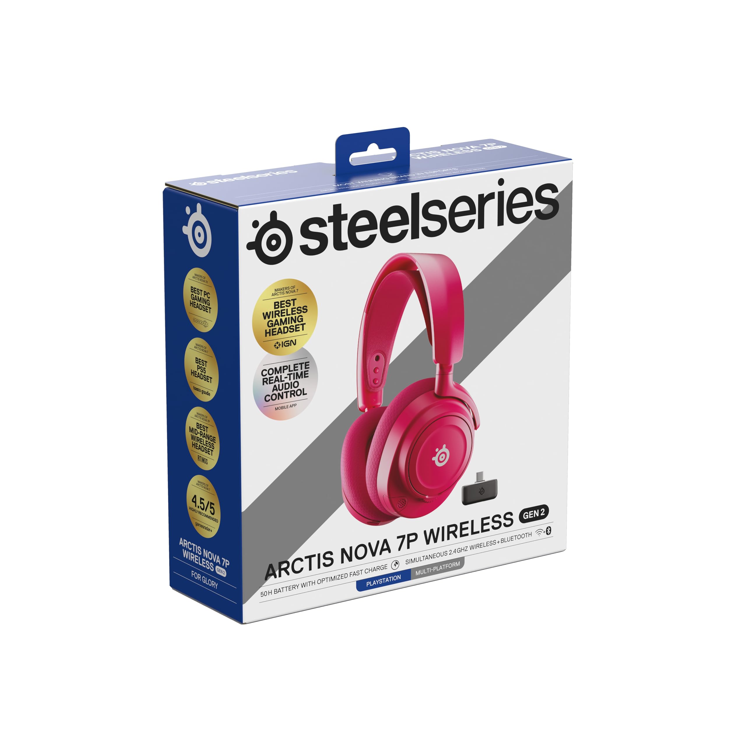 SteelSeries Arctis Nova 7P Wireless Gen 2 do gier -sterowanie aplikacją w czasie rzeczywistym - 50H + -przetworniki magnetyczne z magnesem neodymowym -miks 2,4 GHz/Bluetooth -PS5,PC, Switch 1/2,mobile
