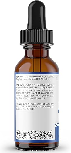 Miniatura 3 de DHEA Suplemento Aceite tópico natural – Alta concentración de DHEA para mujeres y hombres – Fórmula premium equilibrio hormonal para mujeres – Apoya