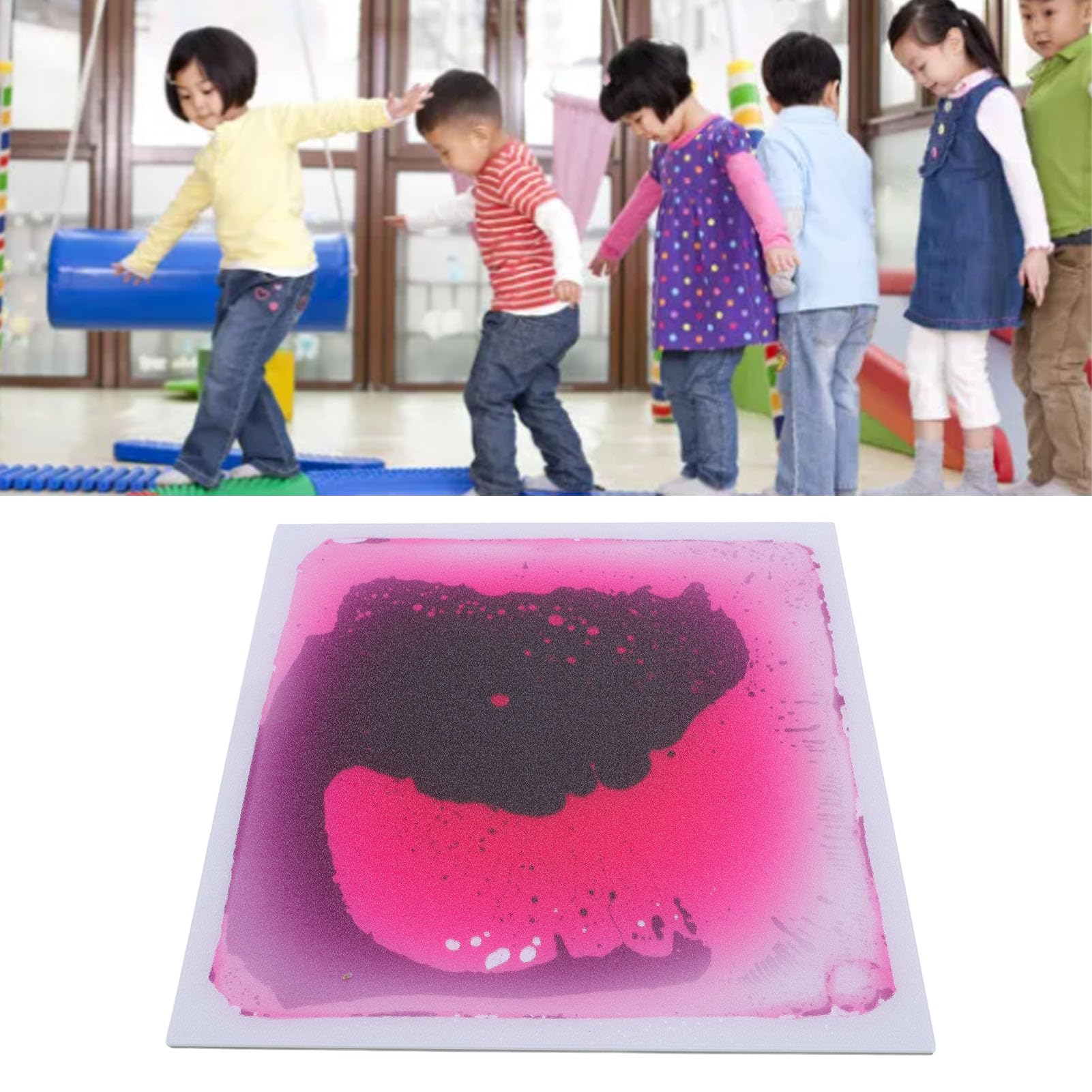 Alfombra de Baldosas Líquidas Sensoriales con Movimiento Fluido Colorido para Juegos y Bailes en Sala de Juegos para Niños, Material de PVC, 1 Unidad