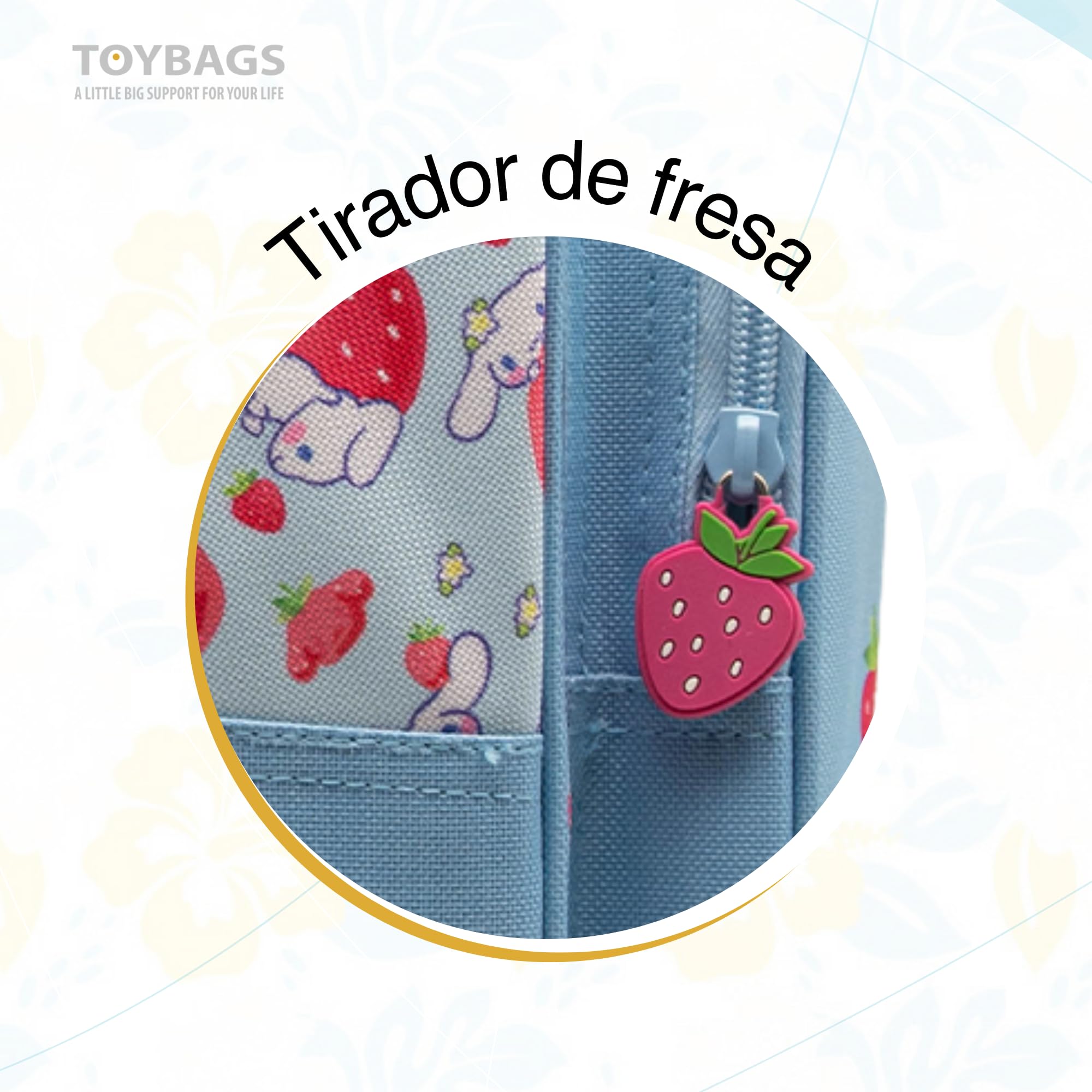 TOYBAGS Mochila Escolar Cinnamoroll -DOBLE COMPARTIMENTO-Compartimento portalaptop + CARRO NEGRO PROTECCION LATERAL Y STOPER FRONTAL 4 ruedas giratorias - 44 X 30 X 20 CM
