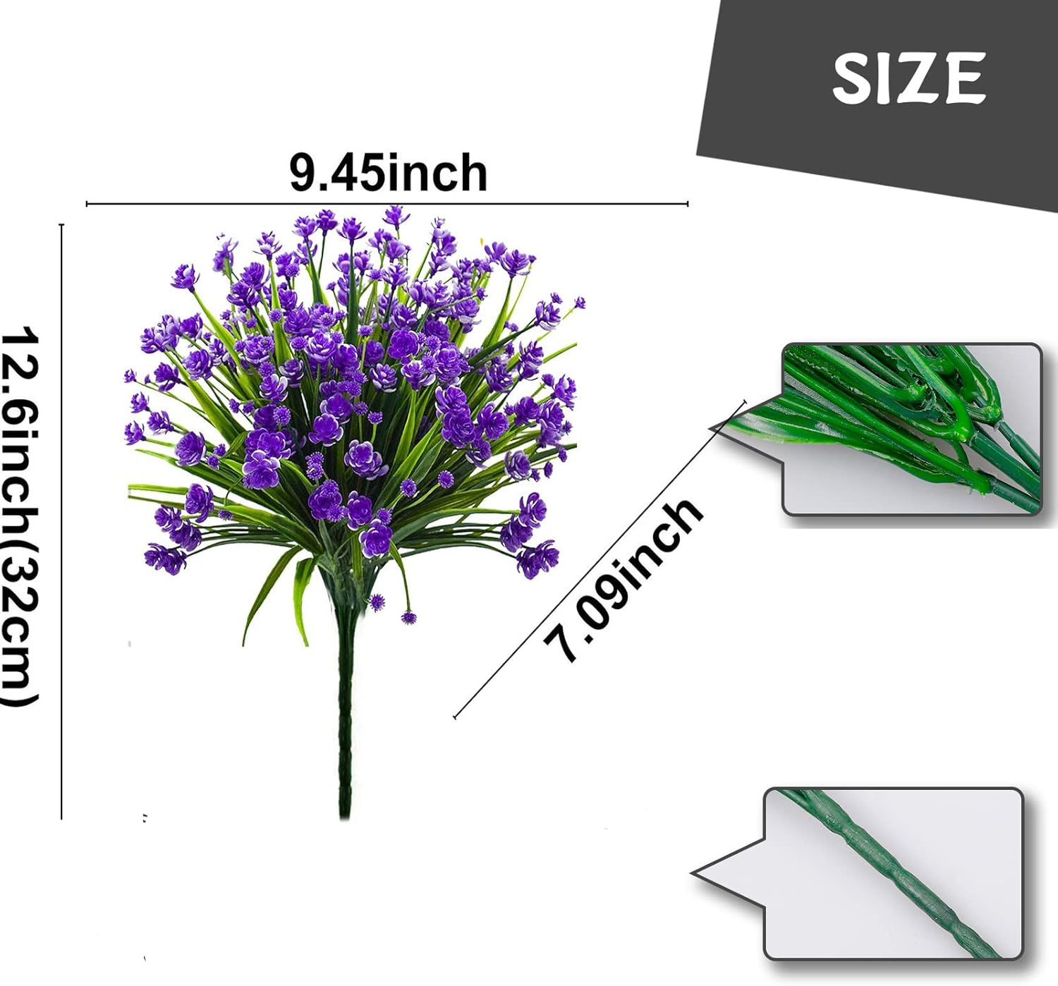 12Pcs Artificial Flowers Outdoor Decorations,Greenery Shrubs Plants Artificial Plastic Flowers UV Resistant No Fade Fake Flowers Indoor Outside Hanging Plants Home Garden Porch Decor (Purple)