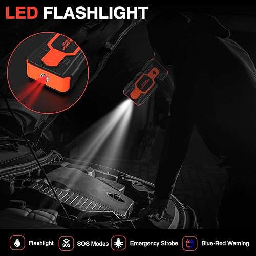 Miniatura 3 de NEXPOW Arrancador de batería de coche de pico de 2500 A (hasta 8.0 L de gasolina8 L motores diésel), paquete de refuerzo de batería de auto de 12 V,