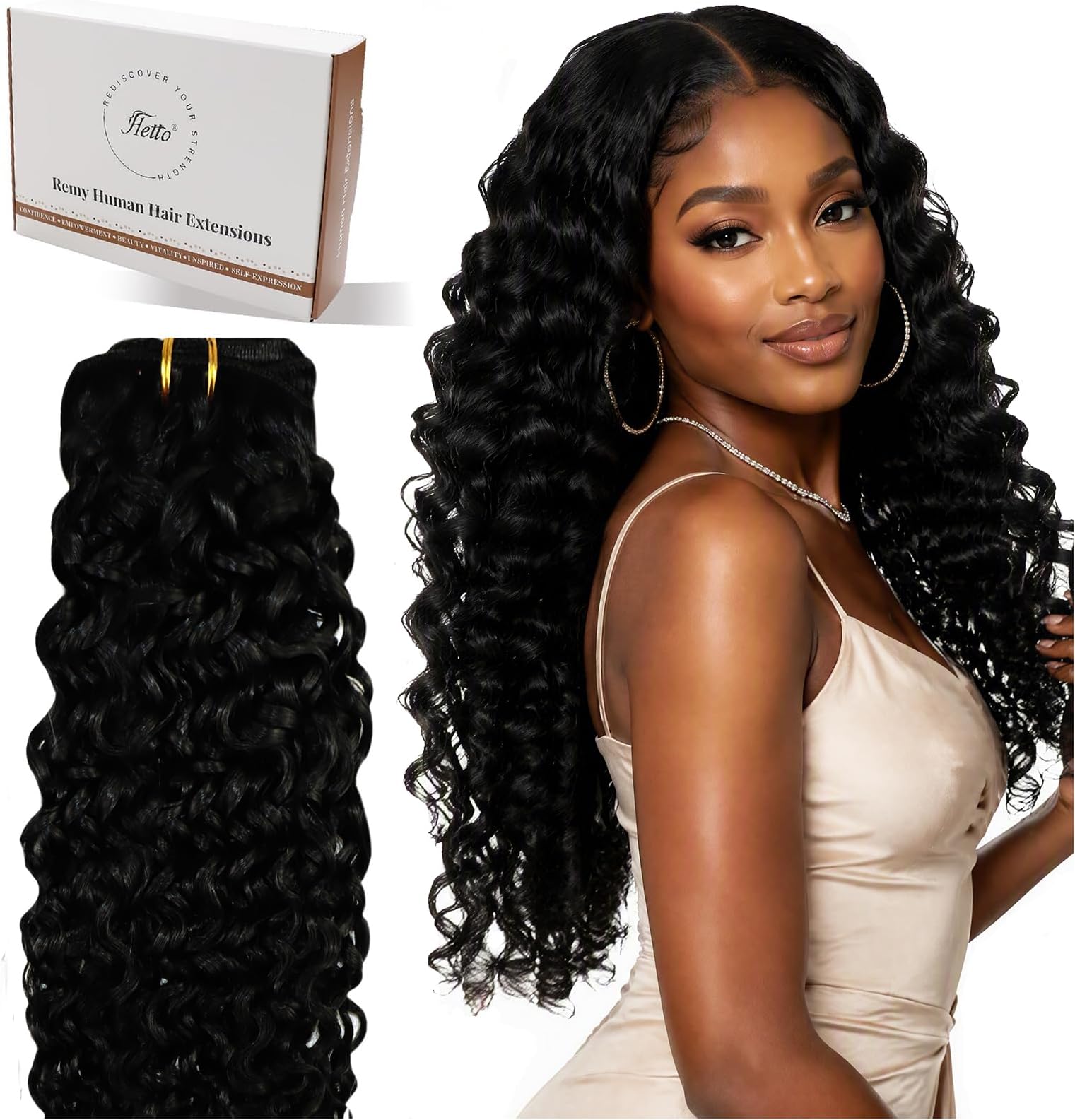 Curly Clip in Hair Extensions Human Hair Black 20 Inch 120g 7pcs NW