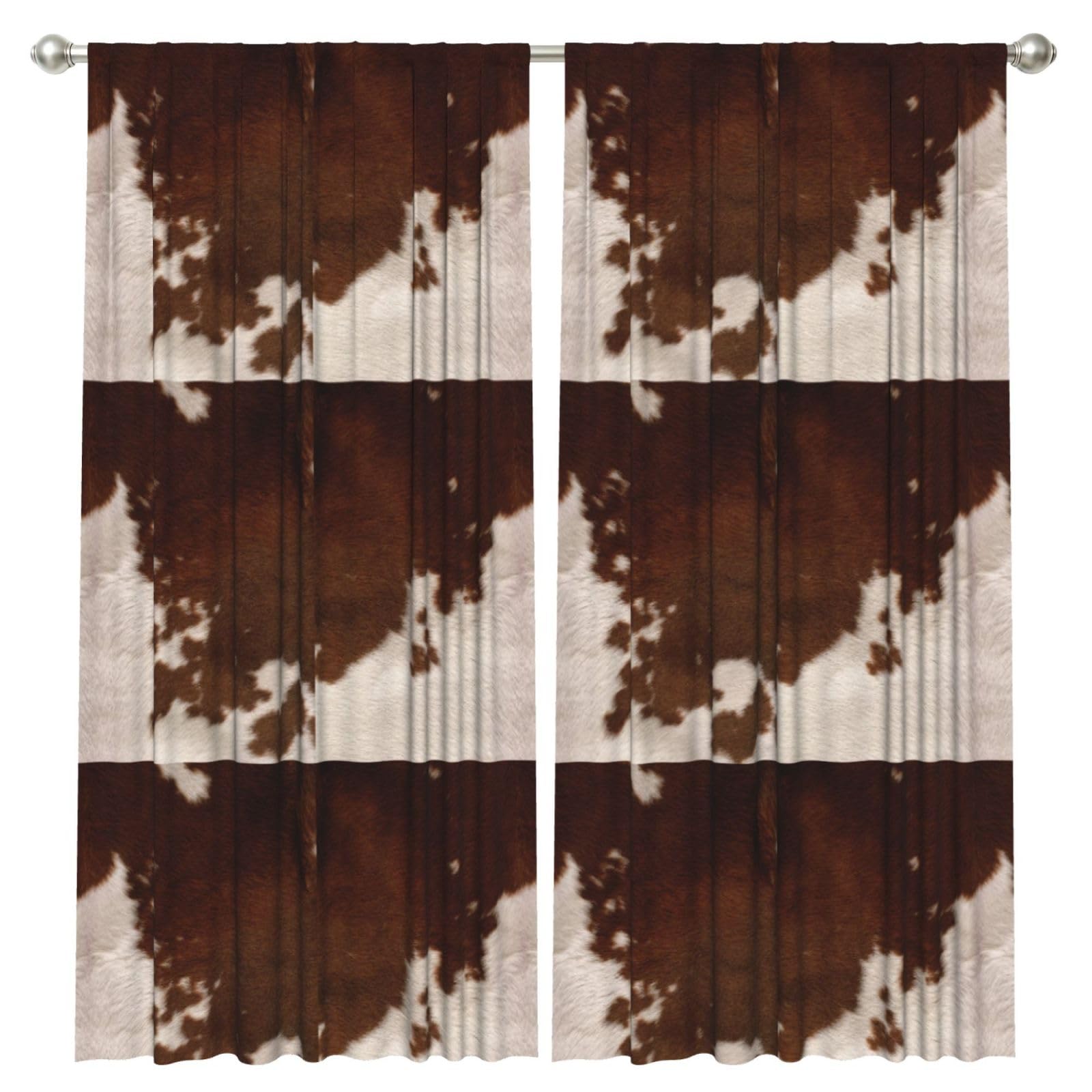InOmak Red Brown Cowhide, 2 Panels Window Curtains 52 x 84 Inch Blackout Curtains for Living Room Bedroom
