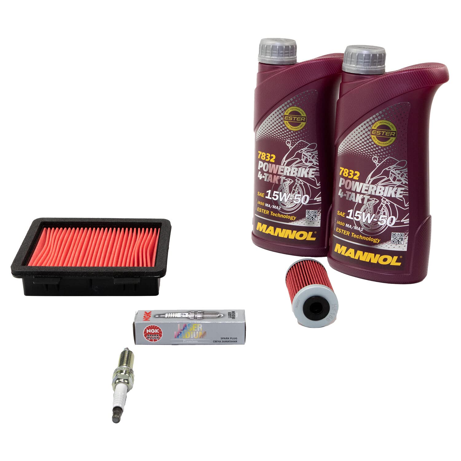 Wartungspaket Öl 2L + Luftfilter + Ölfilter + Zündkerze für KT M Adventure 390 Duke 125 390 Baujahr 2017-2020