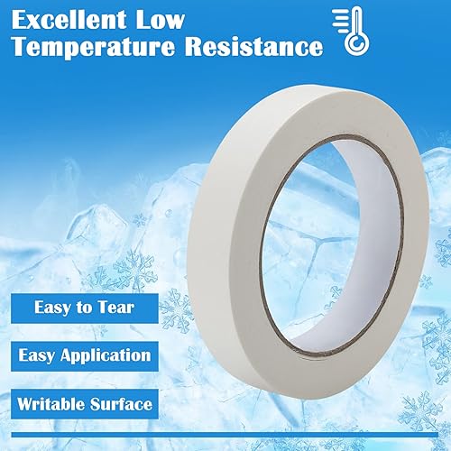 Vista 5 de Eaasty Cinta para congelador de 328 yardas de ancho de 0.79 pulgadas de ancho, resistencia a baja temperatura, fácil de rasgar, extraíble, sin