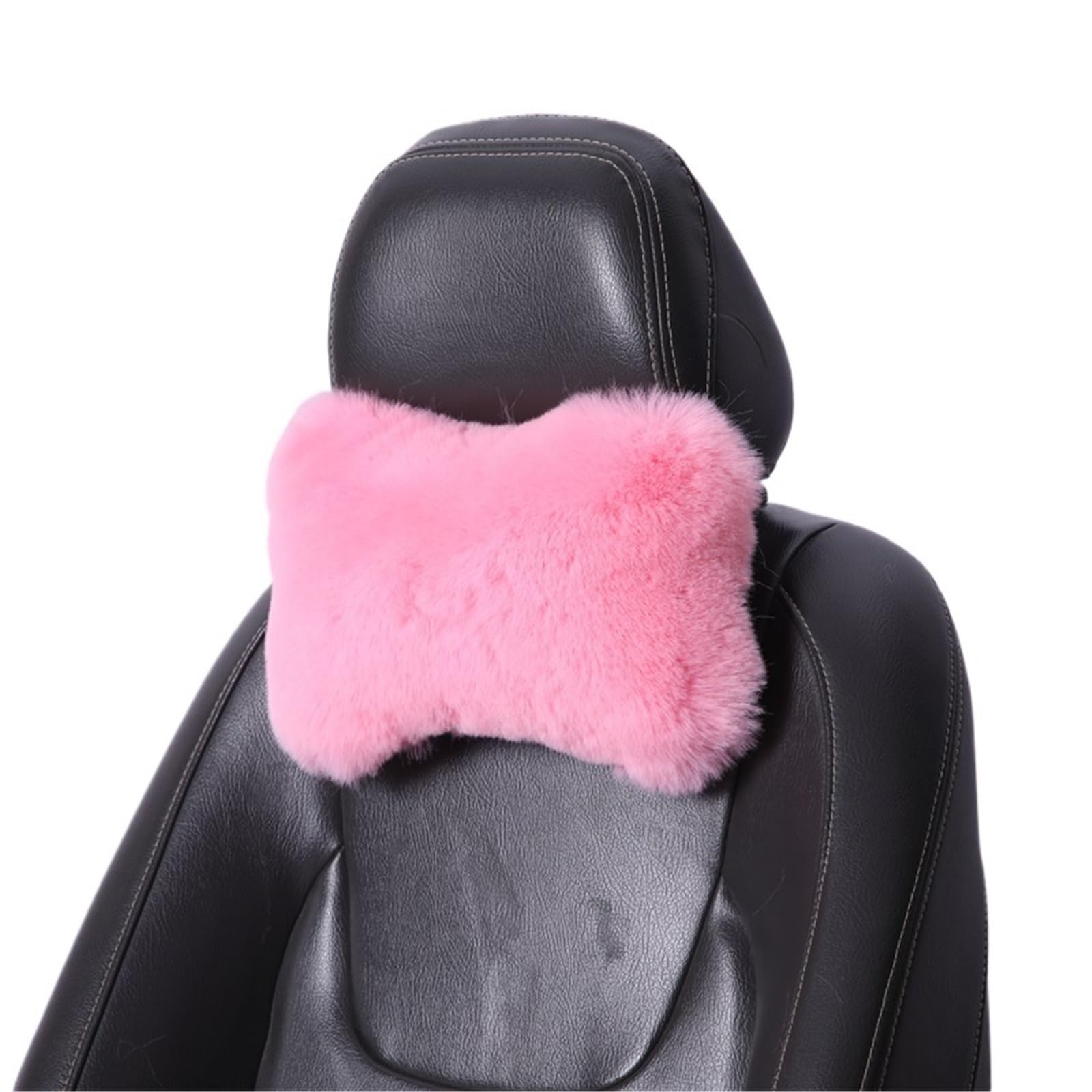 Gmvzgqw Pink Neck Pillow Car Seat Pillow Winter Plush Car Headrest Pillow Warm Comfortable Plush Universal Car Accessories (Pink)