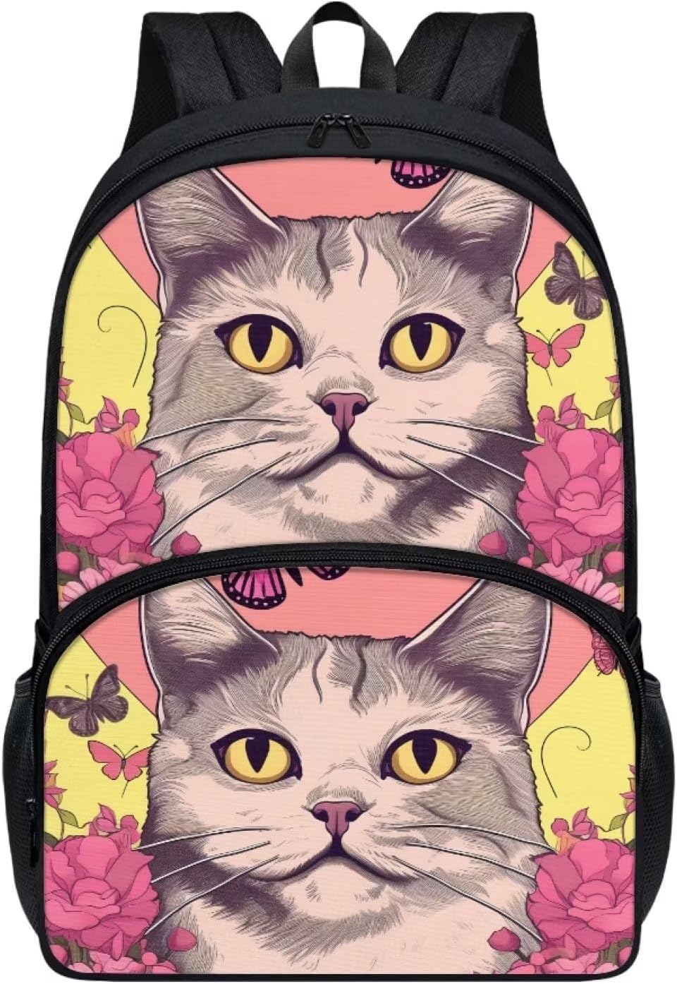 Blue Floral Bird Parrot Backpack for Girls Middle Elementary School Student Lightweight Durable Basic Bookbag with Front Pocket Large Capacity 17 Inch Kids Cute Backpack