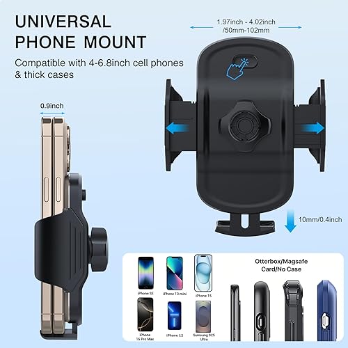 Miniatura 2 de Soporte de teléfono de automóvil con ventosa de abrazadera mejorada, soporte para teléfono para parabrisastablero de instrumentos con gel adhesivo
