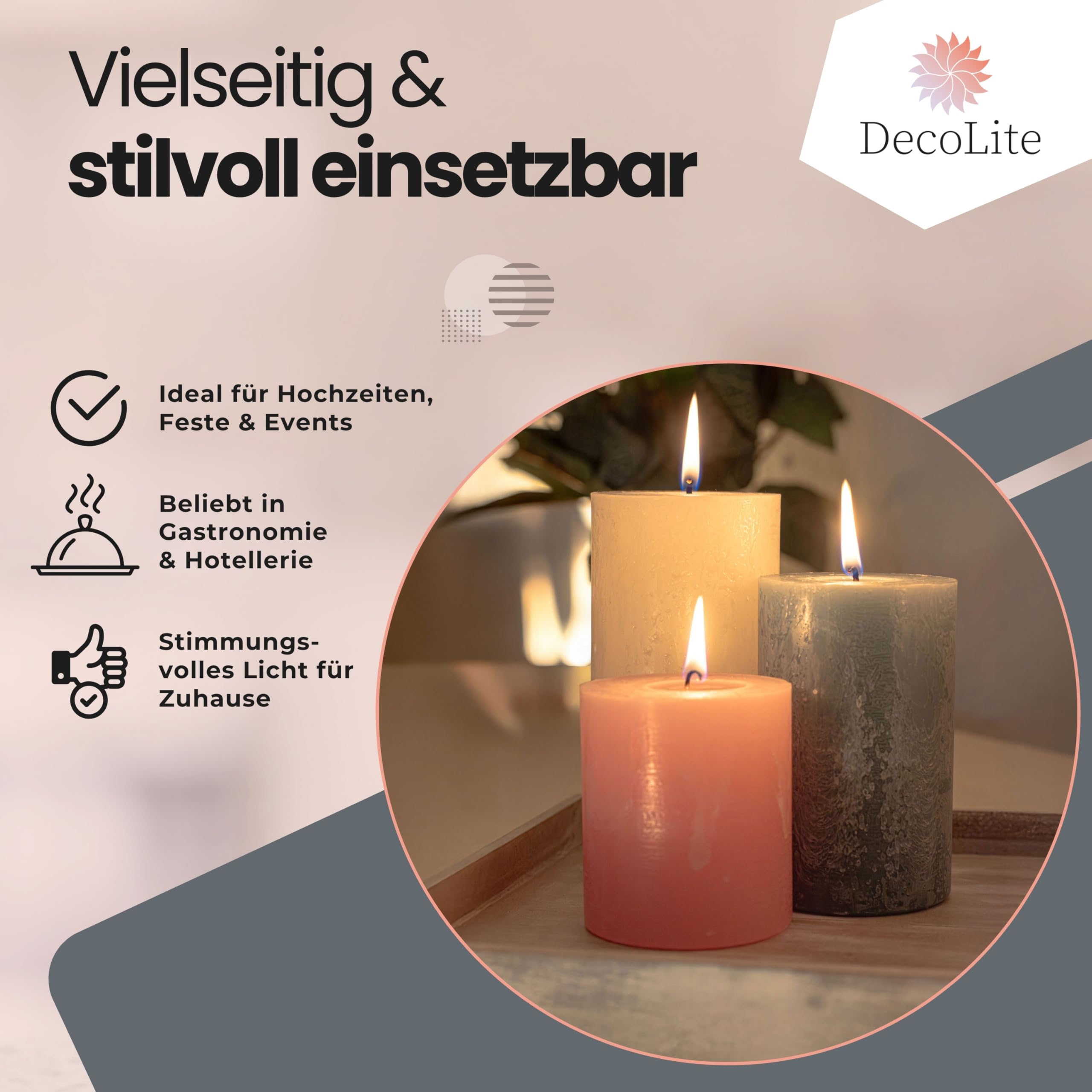Juego de 4 velas rústicas, 140 x 70 mm, autoextinguibles, con certificado RAL, duración de combustión aprox. 69 h, fabricadas en Alemania, velas decorativas rústicas (salvia)