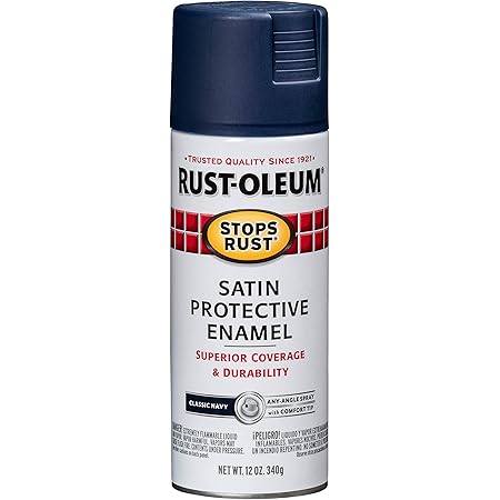 Rust-Oleum 300115 Stops Rust Spray Paint, 12 Oz, Satin Classic Navy