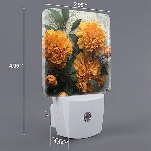 Miniatura 2 de NONHAI Paquete de 2 luces LED de noche de caléndula enchufables en la pared, lámpara de noche moderna con sensor de luz, luces nocturnas automáticas
