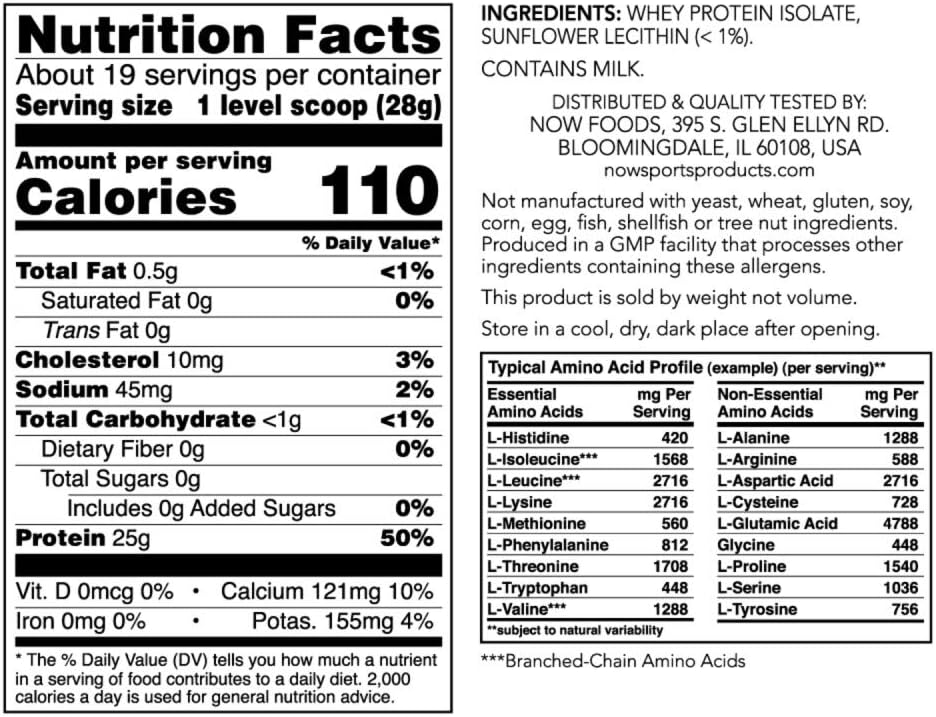 NOW Foods Sports Nutrition, Whey Protein Isolate, 25 g With BCAAs, Unflavored Powder, 1.2-Pound 2 NOW Foods Sports Nutrition, Whey Protein Isolate, 25 g With BCAAs, Unflavored Powder, 1.2-Pound