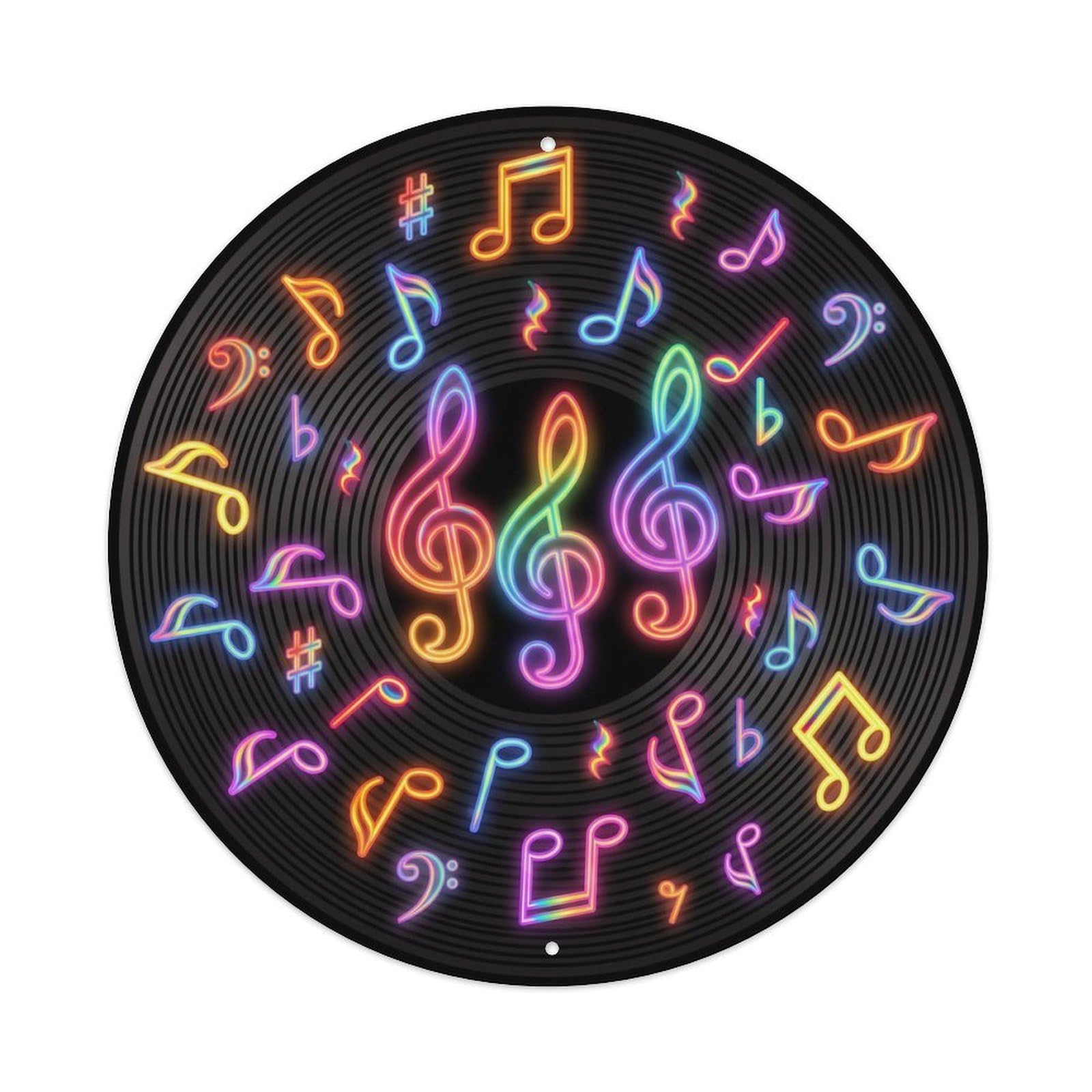 Colorful Music Vinyl Records Magnify Rainbow Enlarge Metal Tin Sign