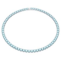 Swarovski Collana Matrix Tennis, Taglio Round, Media, Blu, Placcato rodio