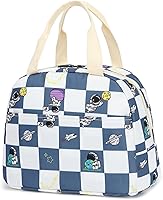 Vista 8 de Lonchera para niñas y mujeres, reutilizable, aislada, para la escuela, el trabajo, picnic (lunares)