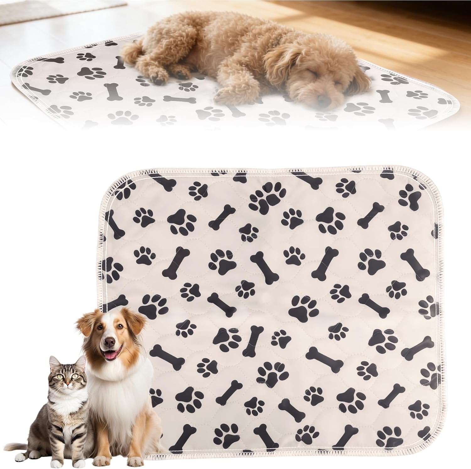 Puppy Pads with Pheromones, Washable Puppy Pee Pads for Dogs & Cats -Leak & Odor Proof, Non-Slip Base Training Pads for Home & Travel, Easy to Clean & Reusable (Large: 31.5" × 35.4")