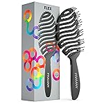 FRAMAR Vented Hair Brush For Women - Flex Brush, Wet Hair Brush Detangler, Wet Hairbrush For Women, Detangle Brush, Brushes For Hair, Hairbrushes - Vented Design For Faster Drying Time - Black