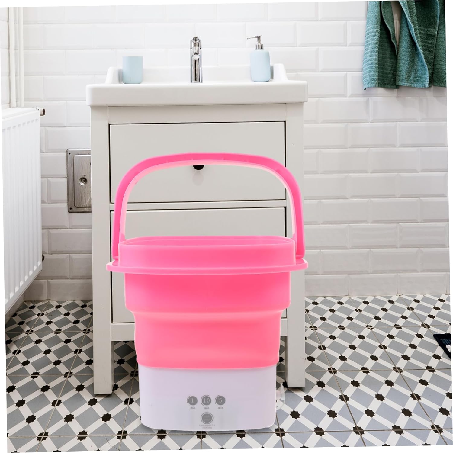 jojofuny Portable Mini Washing Machine Collapsible Laundry Bucket Foldable Laundry Machine Compact for Camping Travel Apartment Rv