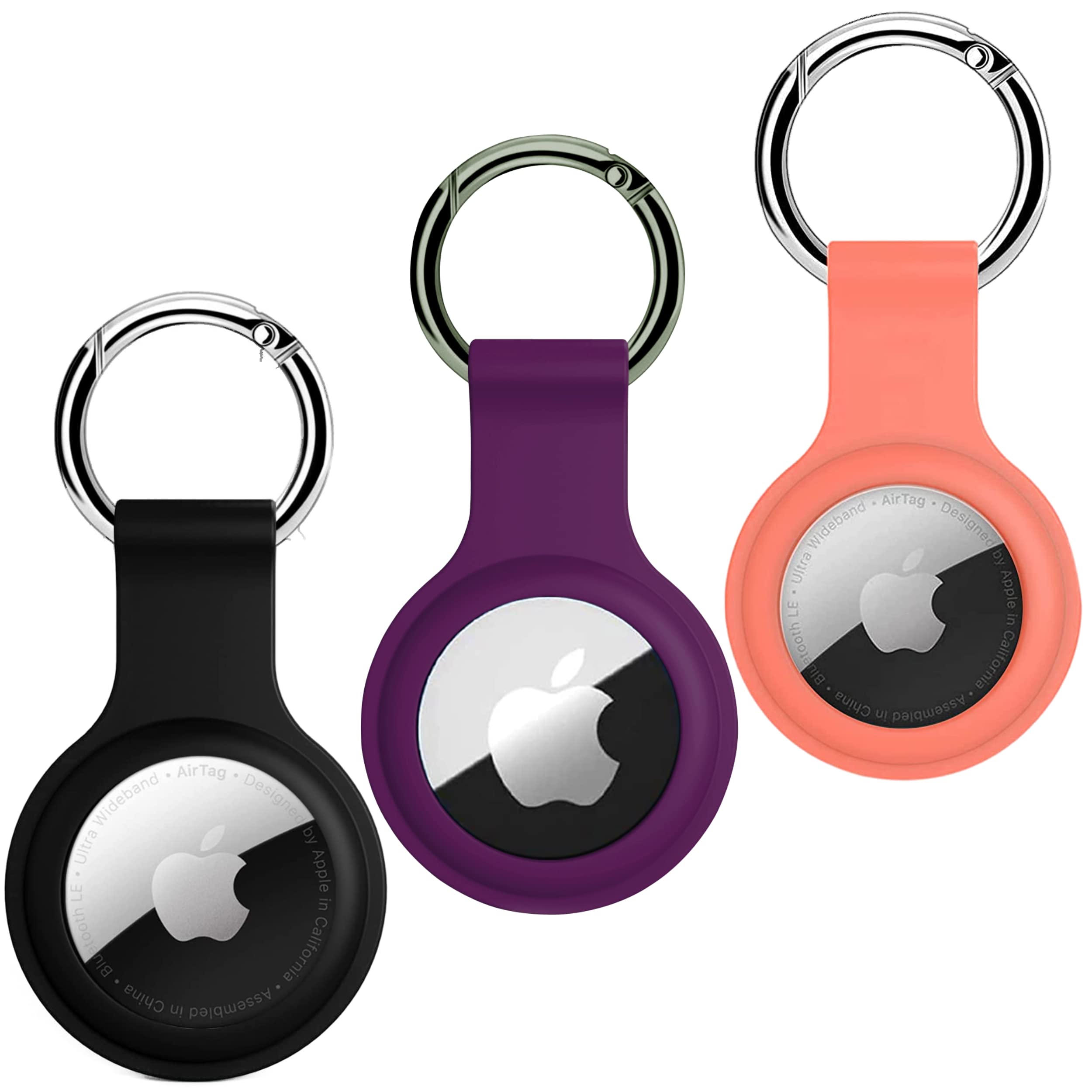 SQUIF Pack of 3 Airtag Case for Airtags Silicone Case Protective Cover for Airtag Case Locator Tracker Anti-Lost Device Keychain Protection Sleeve (Black_Darkpurple_DarkOrange)-image-47
