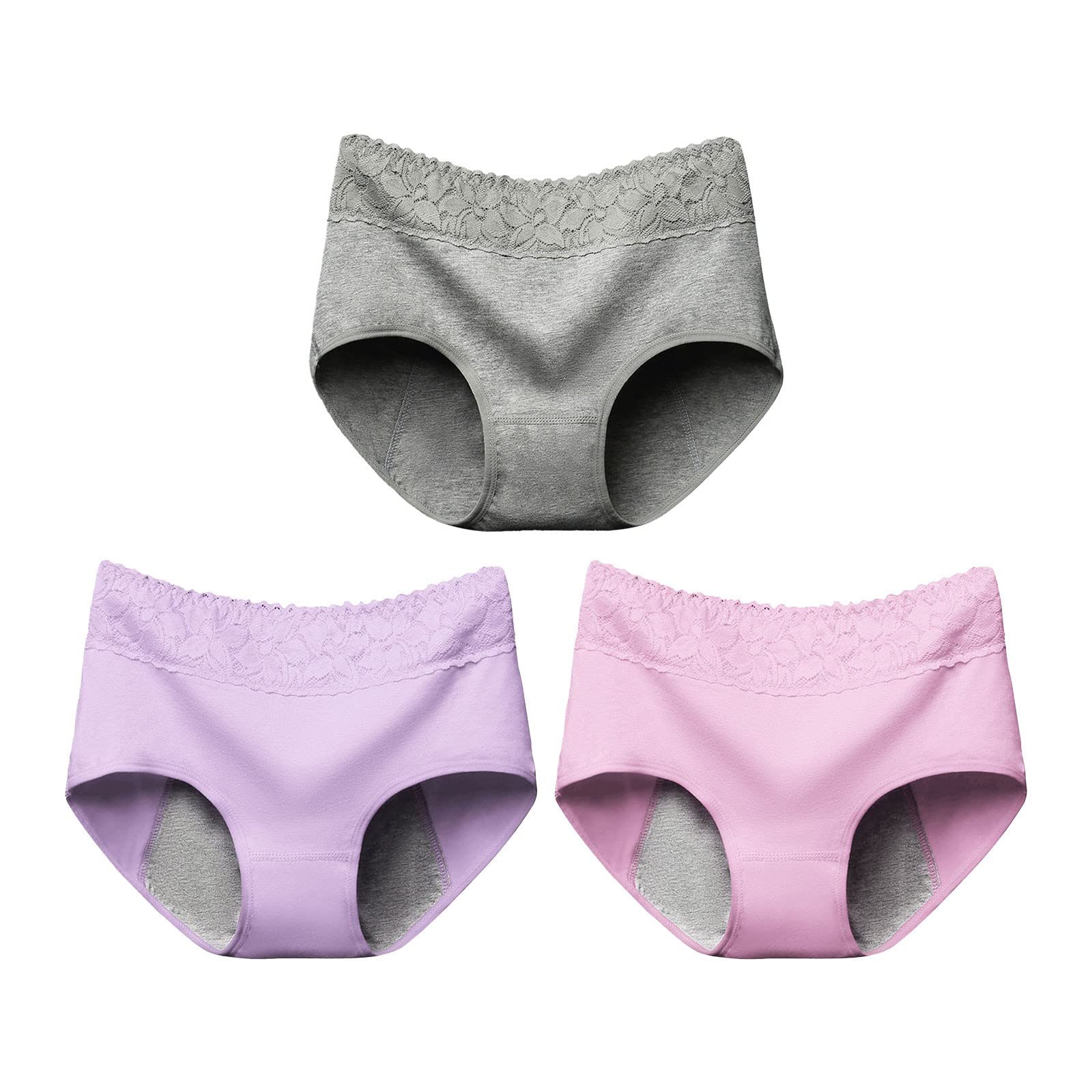 QHQQXN Generisch Damen Höschen Unterwäsche Slips Frauen 3-teilige Menstruationsunterwäsche für Frauen Spitzenhöschen Slips Mittlere Taille Slips Spitze Damenunterwäsche