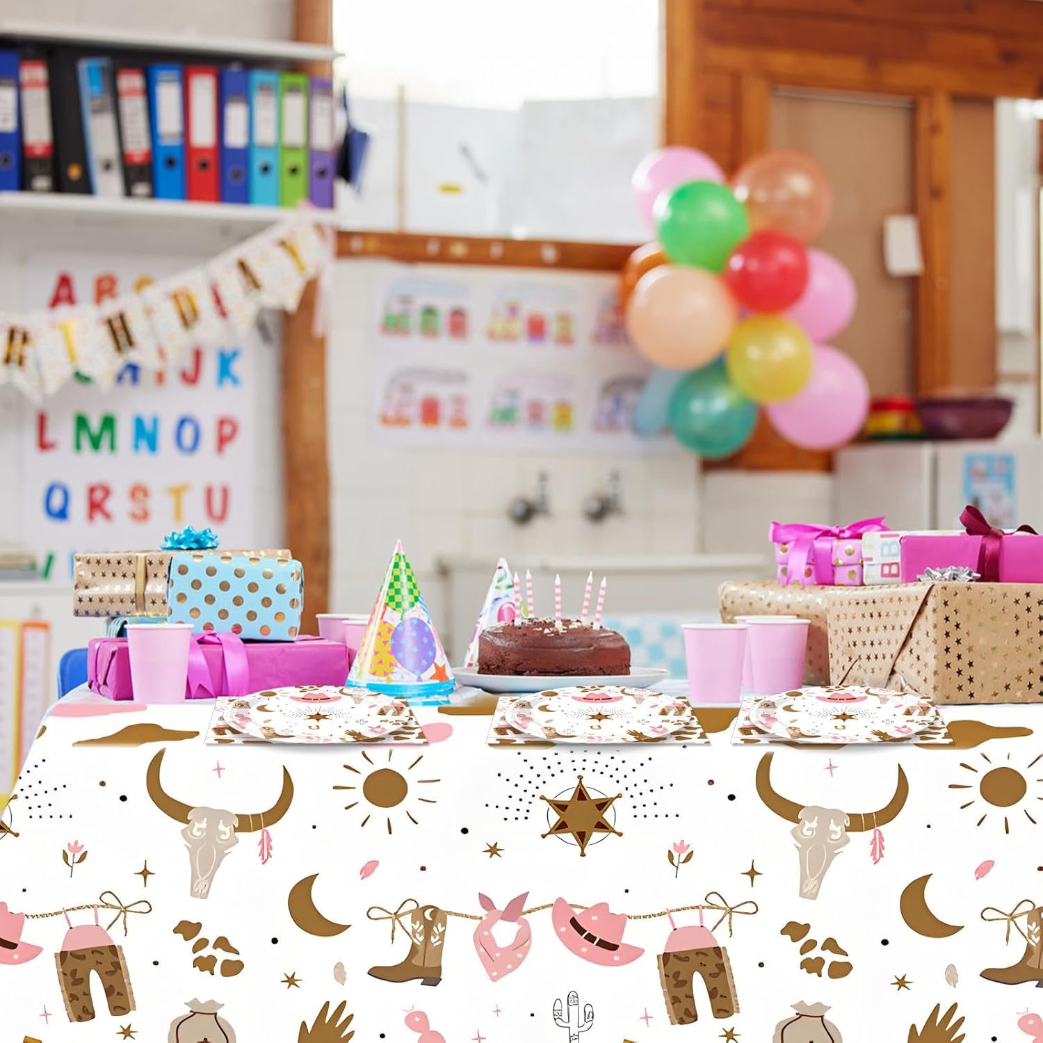 41Pcs Western Cowgirl Birthday Party Decorations Pink Cowgirl Party Supplies Retro Cowgirl Paper Plates Napkins Tablecloth|First Rodeo Wild West Cowgirl Birthday Baby Shower Bachelorette Party Decor - Image 7