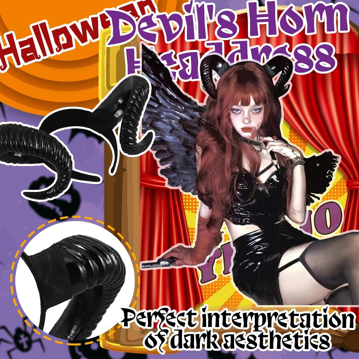 Gothic Devil Horns Headband Halloween Gold Demon Sheep Horns Headpiece for Women Girl Men Halloween Costume Cosplay - Image 5
