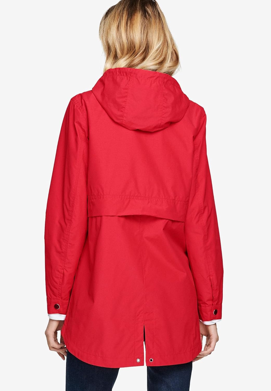 ellos Plus Size Snap-Front Hooded Raincoat