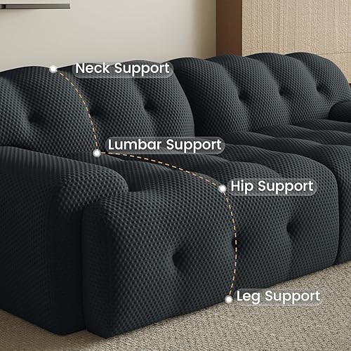 Miniatura 4 de Sofá modular modular de 86.6 pulgadas, sofá biplaza de gran tamaño, tela de malla 3D, cómodo sofá de nube, sofá curvado para sala de estar, oficina,