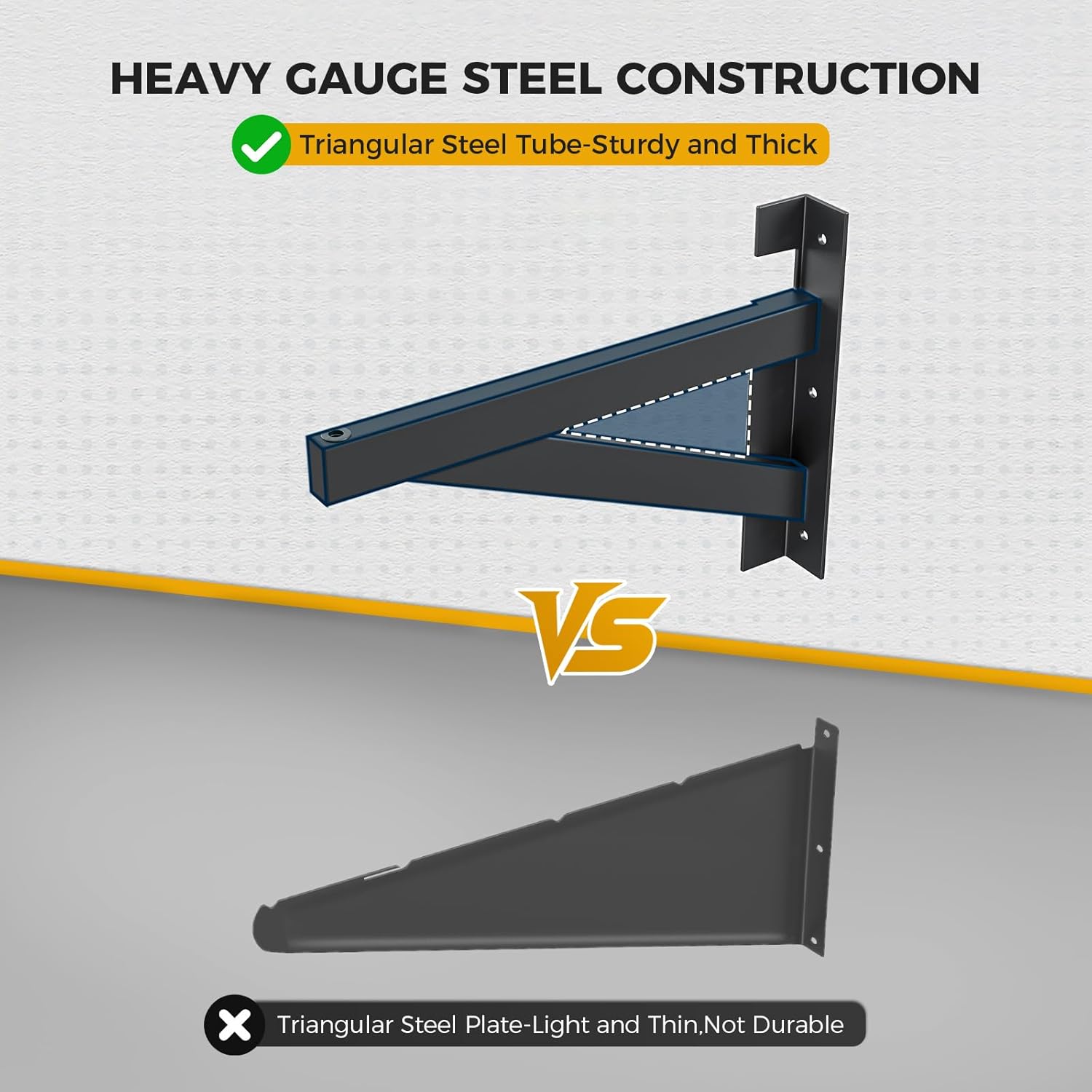 2 Pack Garage Shelving Wall Mount (1x4ft), Heavy Duty Iron Tool Organizer with 4 Hooks, 700 lbs Capacity Garage Storage Rack for Workshop, Warehouse