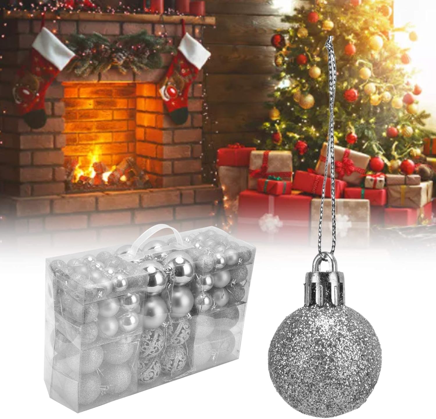 Christmas Balls Shatterproof Christmas Ball for Wedding Engagement Anniversary Plastic Material for Wedding for Anniversary and Party(Silver)