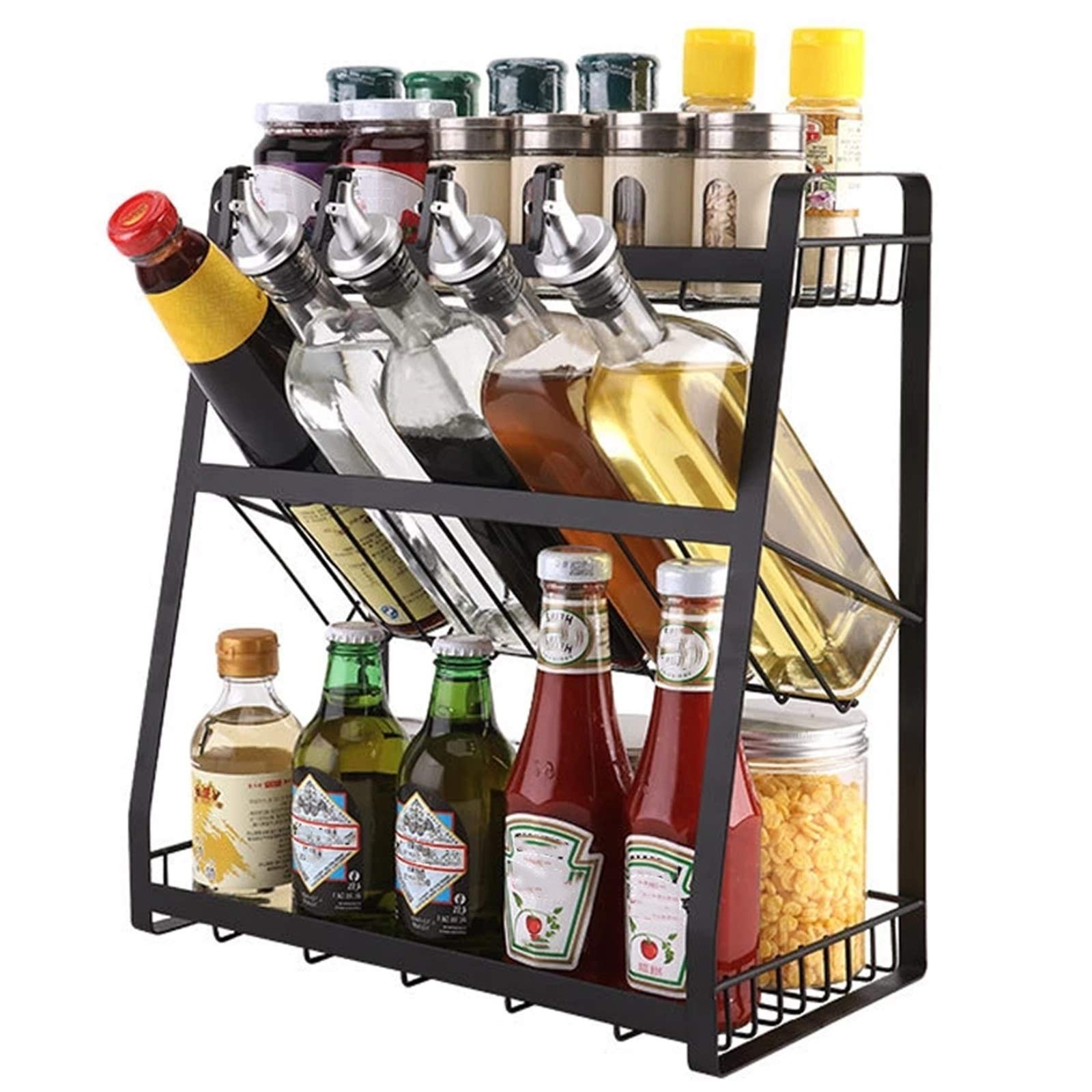 DUMRALBQE Kitchen Condiment Holder Kitchen Storage Shelf Rack Spice Organizer Holders for Families and Restaurants