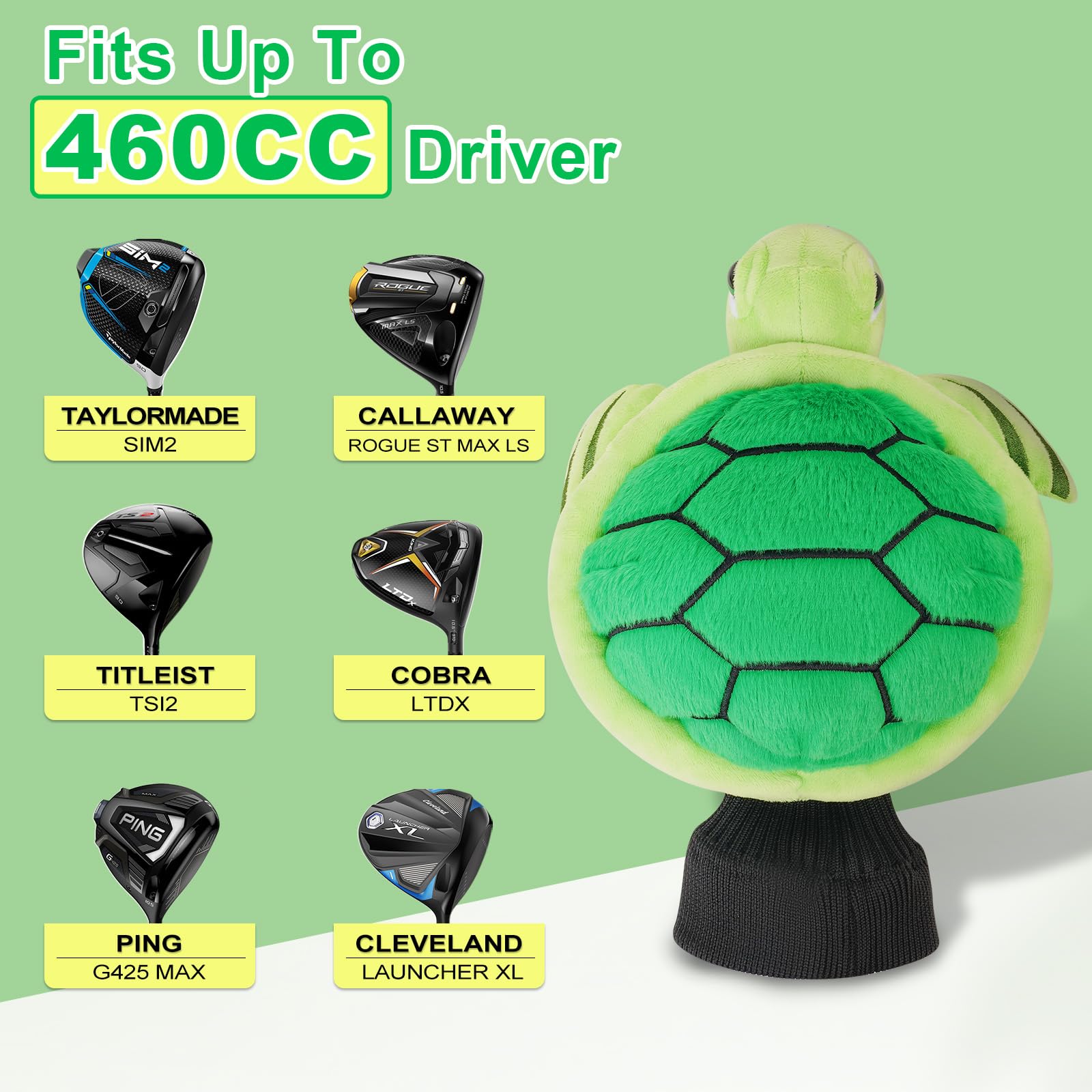 LZFAN Golf Club Covers for Woods and Drivers Funny Driver Headcover Animal Golf Club Head Covers Golf Gifts for Men Women Plush (Turtle for Driver) - Image 2