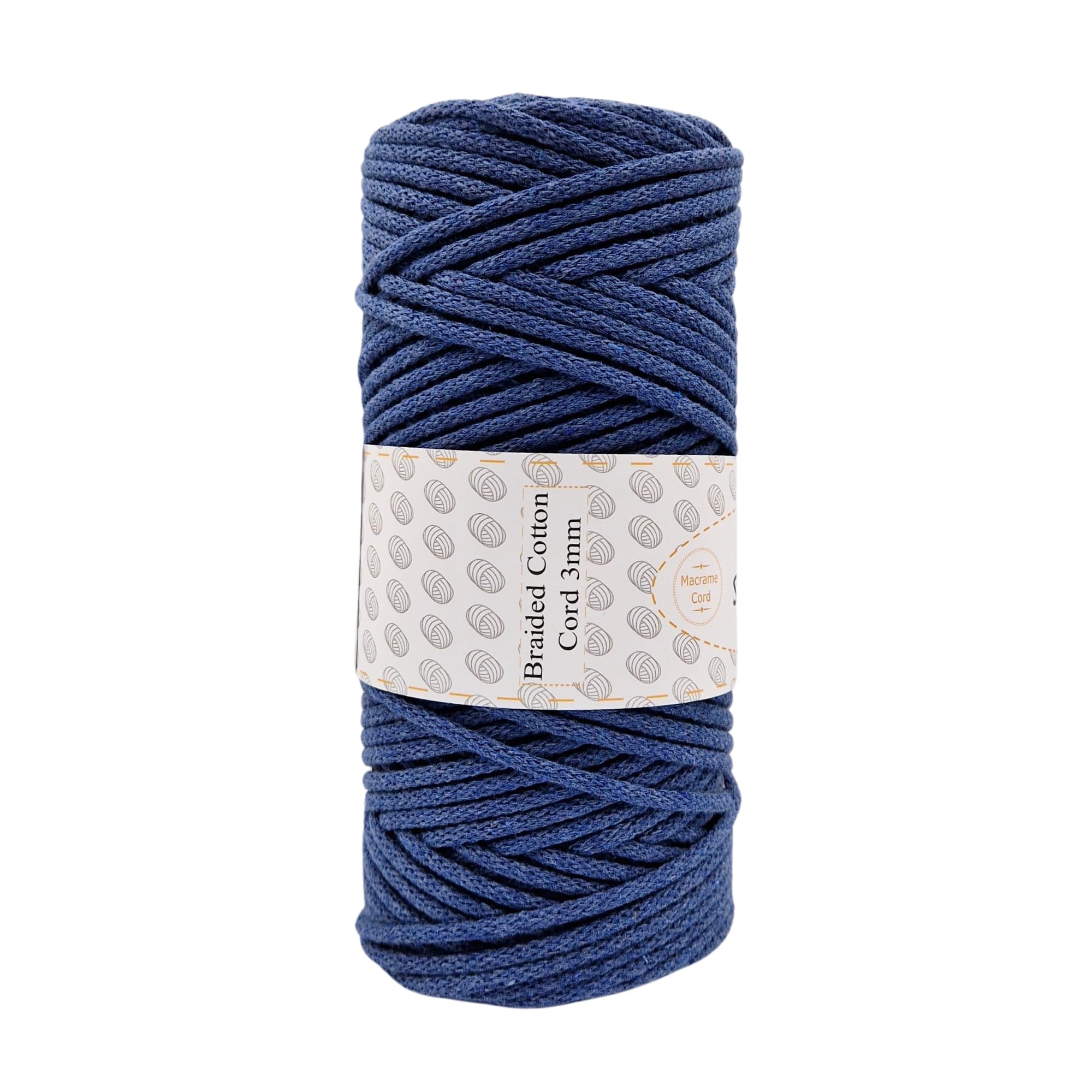 Sznurkomania Gevlochten katoenen koord, 3 mm, 100 m, 46 kleuren, gehaakt koord, macramégaren, premium garen, macramé touw, lichtolijf
