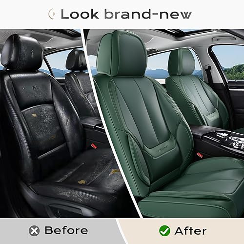 Miniatura 167 de Coverado - Fundas para asientos delanteros de automóvil, 2 piezas - Cojín de piel Nappa, protectores impermeables de ajuste universal para sedanes