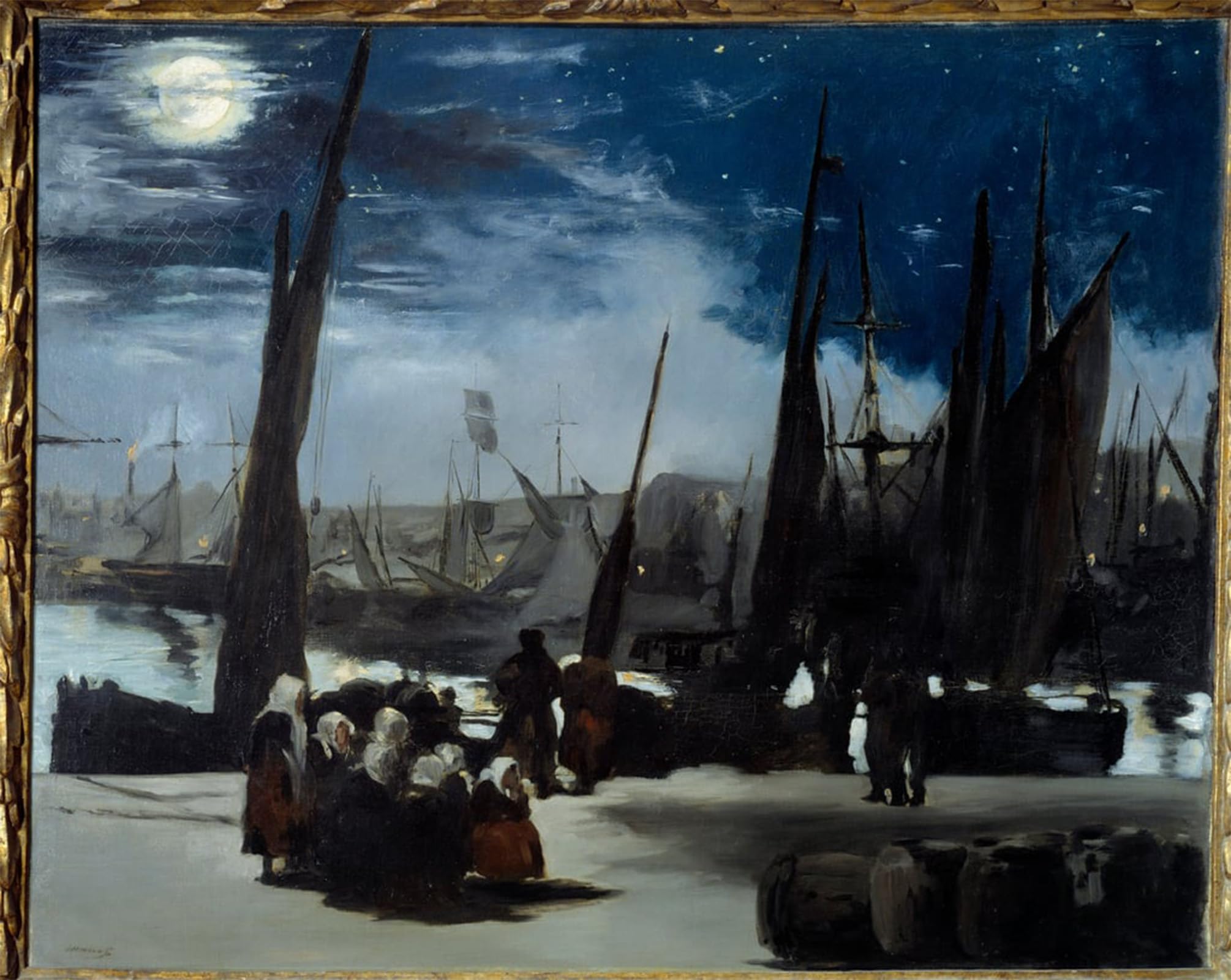 POSTERIIk Famous Print Pop Art Wall Art Graffiti Moonlight on the Port of Boulogne Painting by Edouard Manet Art Prints for Home Decor 60x90cm