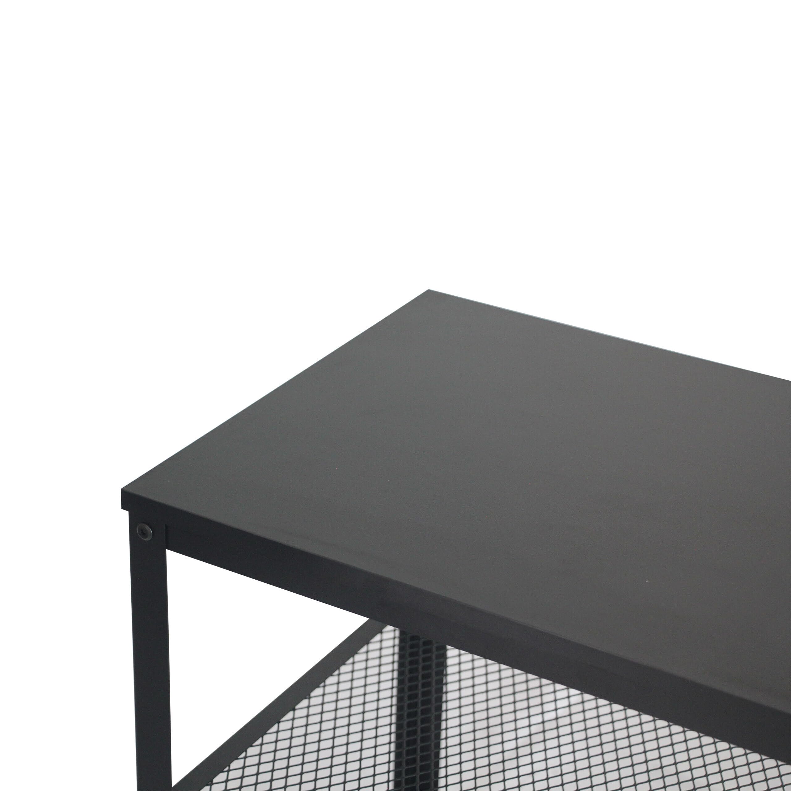 Carro Relaxdays, 3 estantes, Cocina y salón, Medidas H x B x T: 61 x 60 x 40 cm, Carro móvil con Ruedas, Negro